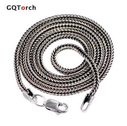 Real Pure 925 Sterling Silver Necklace Chain Men Vintage Foxtail 16mm 1828inch Retro Solid Thai Silver Italy Fine Jewelry4376413