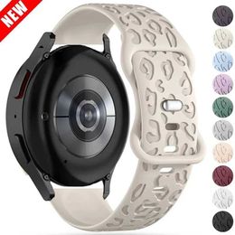 Watch Bands Samsung Galaxy Watch 6/4/classic/5/pro/3/Active 2 Leopard Silicone Carved Bracelet Huawei GT 2 E-band 240424