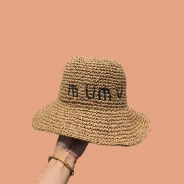 Wholesale designer straw hats for womens bucket hat retro triangular gorro fashion wide brim sport pure color cap letter leisure black ga0132 H4