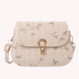 Totes Women Crochet Hobo Bag Hasp Closure Weaving Flower Purse Female Summer Beach