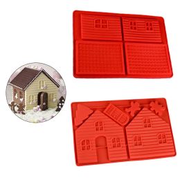 Moulds DAISUHOOMChristmas Gingerbread House Silicone Cake Baking Mold, Chocolate Biscuit Dessert Bakeware, Decorating Tools, DIY, 1Pc