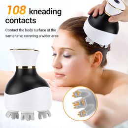 3D Electric Head Massager Waterproof Wireless Scalp Massage Body Deep Tissue Kneading Vibration Neck Shoulder Back 240425