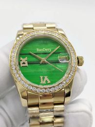 Wristwatches Elegant Lady's Watch With 31mm Gold Chain & Green Dial - Featuring Roman Numeral Scale Mechanical Movement Calendar Wi