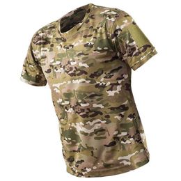 Tactical T-shirts Mege mens tactical camouflage multi cam T-shirt quick drying military combat camouflage short sleeved T-shirt hunting suit 240426