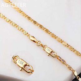 Chains AGTEFFER 925 Silver 16 18 20 22 24 26 28 30 Inch 2mm Gold Charm Chain Necklace For Women Man Wedding Fashion Jewellery Gifts330q