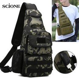 Fanny USB Chest Bag Camping Backpack Molle Bag Tactical Messenger Bags Belt Outdoor Hunting Assualt Sling Bag Fishing Climbing 240425