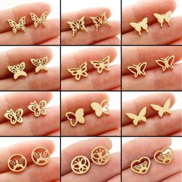 Stud Earrings Stainless Steel Cartilage 2024 Trend Mini Delicate Butterfly For Women Tragus Jewellery Party Gifts