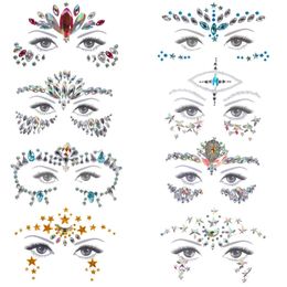 Tattoo Transfer 8 Pcs Multicolor Face Gems Glitter Face Glitter Festival Face Stickers Set Face Jewels Women Crystal Face Glitter Rhinestone Fac 240426