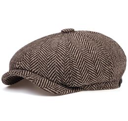 New mens Newsboy Cap Beret Hat Men Women wild Hats Tweed Gatsby Octagonal Black White Herringbone Vintage Ivy Hats gorras8571769