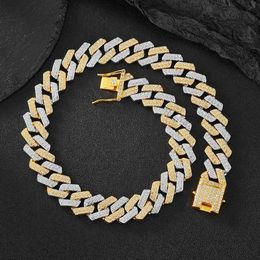 Strands 20mm Punk Hip Iced Out Miami Cuban Chain Necklace Double tone Rhinestone Set Heavy Duty Necklace Jewellery Accessories 240424