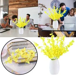 Decorative Flowers 10pc 3 Forks Yellow Artificial Home Decoration Bouquet Silk Flower Ornaments