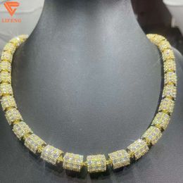 Selling Fashion Jewellery 925 Sterling Silver White Gold Plated Vvs Moissanite Tennis Clustered Cuban Chain Mens Necklace