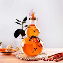 Bar Tools Gourd Decanter Glass Wine Bottle Transparent Craft Decorative Wine Bottle High Capacity Home Bar Decanter Tool Gift 240426