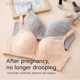 Maternity Intimates New Summer Breastfeeding Bra Thin Pregnant Womens Underwear Pregnant Ultra Thin Gathering Anti Sagging d240426