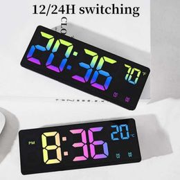 Desk Table Clocks Colorful Digital Alarm Clock Voice Control Temperature Date Dual Alarm Snooze Table Clock Night Mode 12/24H LED Clock Watch