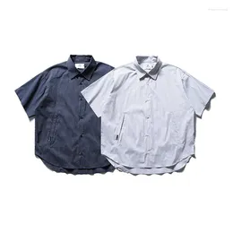 Men's Casual Shirts 2024 Summer Plaid Short Sleeve Shirt Men Japanese Korean Streetwear Cityboy Loose Male Blouses