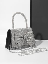 Cross-border E-commerce 2024 New Dinner European And American Light Full Diamond Bow Handbag Sparkling Bridal Bag