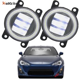 EEMRKE Led Fog Lights Assembly 30W/ 40W for Toyota 86 Scion FR-S 2013 2014 2015 2016 with Clear Lens + Angel Eyes DRL Daytime Running Lights 12V PTF Car Accessories