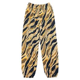 Ladies spring and summer thin casual corset pants twill print can be worn home air conditioning pants beach sunscreen pants