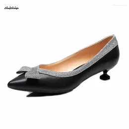 Dress Shoes Small Yards:33 34 35-43 Bowtie Zapatos Mujer Pointed Toe Women 3cm Strange Heel Woman Ladies Party Wedding Pumps