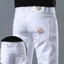 Designer Jeans Mens White Jeans for Men's Spring Autumn New Slim Fit Feet end Fashion Brand Elastic Casual Pants
