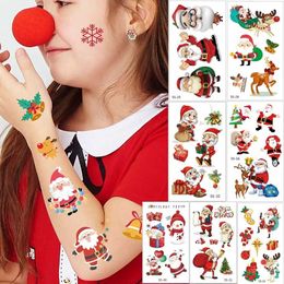 Tattoo Transfer 30pcs Christmas Tattoo Stickers for Kids Childrens Temporary Tattoos Hand Arm Bell Fake Tattoo for Women Baby Child Tattoo 240427