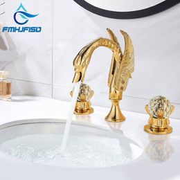 Bathroom Sink Faucets Crystal Handle Swan Basin Faucet Cold Mixer Torneira Taps Deck Mounted291D