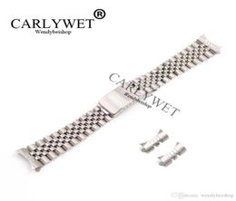 CARLYWET 13 17 19 20 22mm Hollow Curved End Solid Screw Links Silver 316L stainless Steel Replacement Watch Band Strap Bracelet2683050672