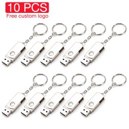 Drives JASTER Metal USB Flash Drive Rotation Pen Drive 4GB 8GB 16GB 32GB 64GB Real Capacity Pendrive USB Memory Stick with Key Chain