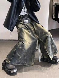 Women's Pants American Street Vintage A-line Skirts 2024 Autumn High Waist Mop Y2k Grunge Loose Zipper Wide Leg