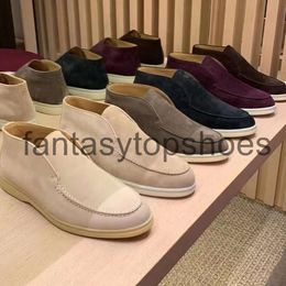 Loro Piano LP Suede fashion boots Open Walk casual shoes ankle Women slip on Mens Walking Flats classic short boot Luxury Designer for unisex Dress shoe factory footwe