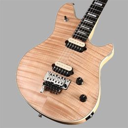 factory Wolfganguses an ebony flame-top natural electric guitar