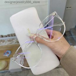 Sunglasses 2024 New transparent computer glasses frame womens anti blue light round eye blocking glasses optical glasses Q240426