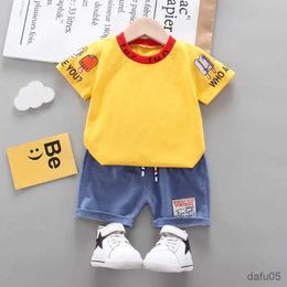 Clothing Sets 2022 New Summer Children Fashion Clothing Kids Boys Girls Cartoon O-Neck T Shirt Denim Shorts 2Pcs/Set Kids Infant Cloth Toddler