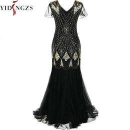 Runway Dresses Plus Size Evening Dress Black Golden Sequins Beaded Formal Long Evening Party Dress Long Prom Dress GA81 Y240426