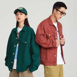 New designer Mens Jackets Vintage Washed Denim Jacket Autumn Couple Solid Colour Top Can Be Worn By Men And Women 10color