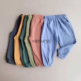 Брюки летние детские брюки для девочек мальчики повседневные твердые брюки хлопковые весенние сплошные антимоскитные брюки для Ldren 1-7t H240426
