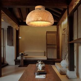 Ceiling Lights Chinese Style Lamp Rural Retro Handmade Restaurant Bamboo Weaving Antique Farmhouse Coffee Shop Creative