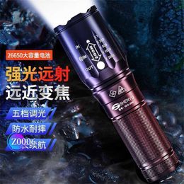 Led Torch Flashlights Camping Super Bright Shenyu Flashlight with Strong Light Rechargeable Outdoor Lighting Multifunctional Portable Zoom Flashlight Led Light