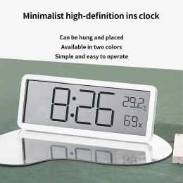 Clocks YOUZI 1PC Digital Alarm Clock LCD Display Multifunctional Temperature Humidity Alarm Clock Ultra Thin Electronic Clock
