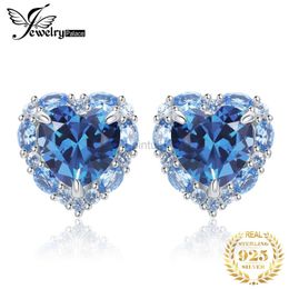 Stud JewelryPalace New Arrival Heart Bow Love 5ct Blue Gemstone Created Blue Spinel 925 Sterling Silver Stud Earrings for Woman Girl d240426