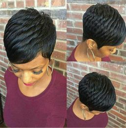 Very Short Human Hair Wigs Pixie Cut Straight perruque bresillienne for Black Women Machine Made Wigs With Bangs Glueless Wig175998498056