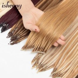 Extensions Isheeny 8D Human Hair Extensions Blonde 12" 16" 20" Nano Ring Link Extensions 0.6g/s Machine Remy Human Microlink Beads Hair