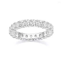 Cluster Rings Light Luxury 925 Silve Wedding Ring Round Zirconia Diamond Full Eternity Stackable Engagement For Women Jewellery 3mm