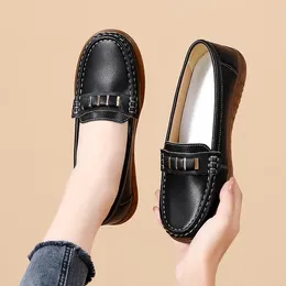 Casual Shoes Women Genuine Leather Loafers Bowket Wedge Female Spring Moccasins Soft Sneakers Plus Size 35-41