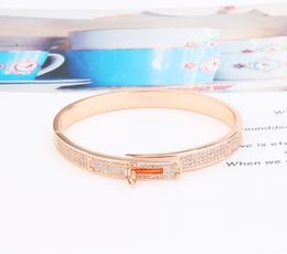 fashion and versatile creativity button h bracelet jewerly full set zircon bracelet silver rose gold bracelets women Jewellery Chris7386050