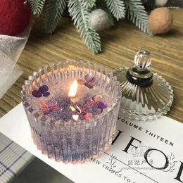 Candle Holders Flower Scented Cup Holder Small Yurt With Lid Glass Candy Bottle Diy Handmade Homemade Container