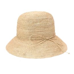 RH High Quality Raffia Crochet Handmade Hook Straw Hat Sun Foldable Lafite Holidays Summer Beach 240415