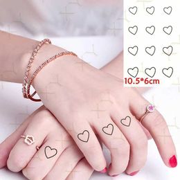 ECG2 Tattoo Transfer Waterproof Temporary Tattoo Stickere Black Hand Drawn Heart Design Body Art Fake Tatto Flash Tatoo Finger Wrist Ankle Female 240426