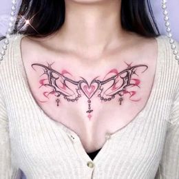 Tattoo Transfer Succubus Tatoo Sticker Lasting Fake Tattoo for Woman Cartoon Heart Sexy Faux Temporary Tattoo Art Butterfly Waterproof Tatuajes 240427